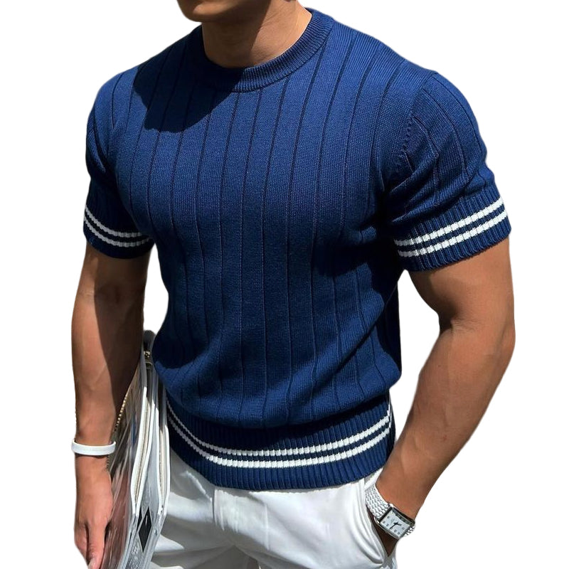 Men's Fashion Business Fitness Sports Knit T-Shirt