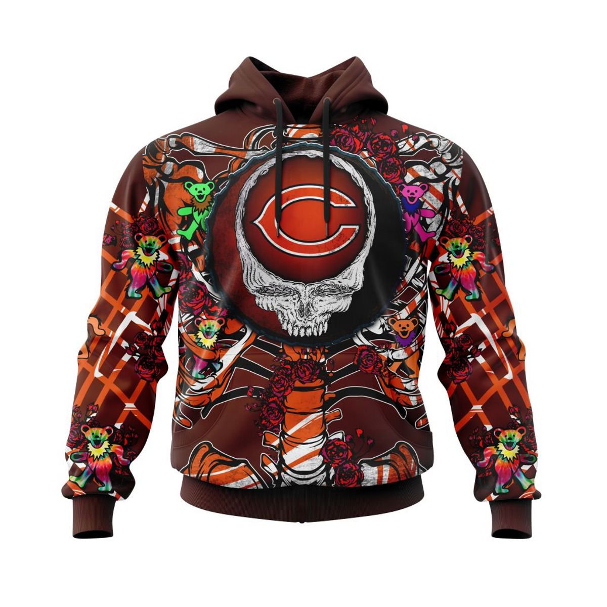 CHICAGO BEARS 3D HOODIE MIX GRATEFUL DEAD