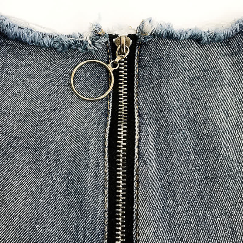 Sexy High Waist Lace Up Denim Shorts Lingerie