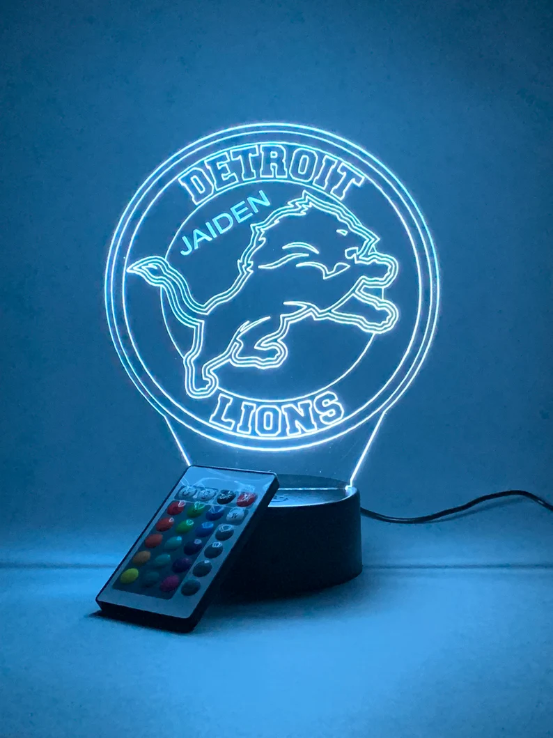 DETROIT LIONS 3D LAMP PERSONALIZED