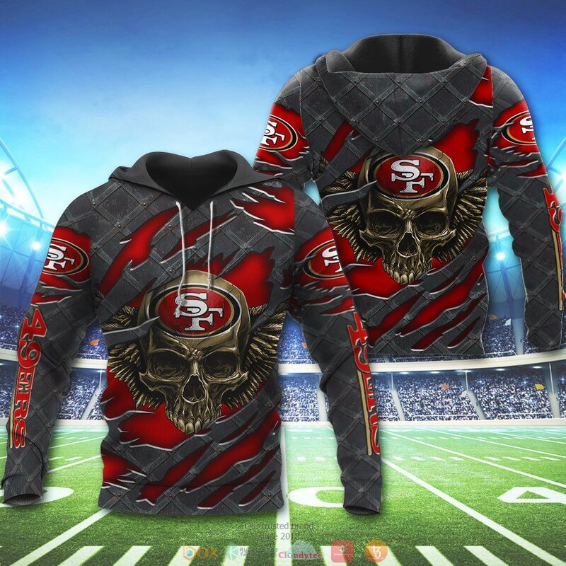 SAN FRANCISCO 49ERS WINGS SKULL 3D HOODIE