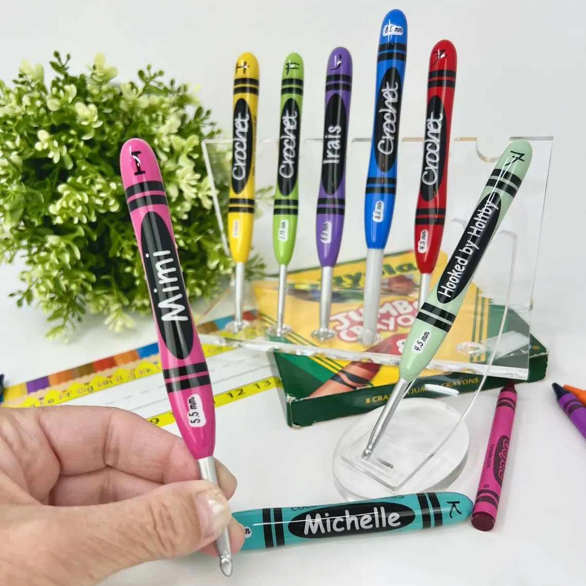 Glitter Crayon Crochet Hooks | Ergonomic Crochet Hooks