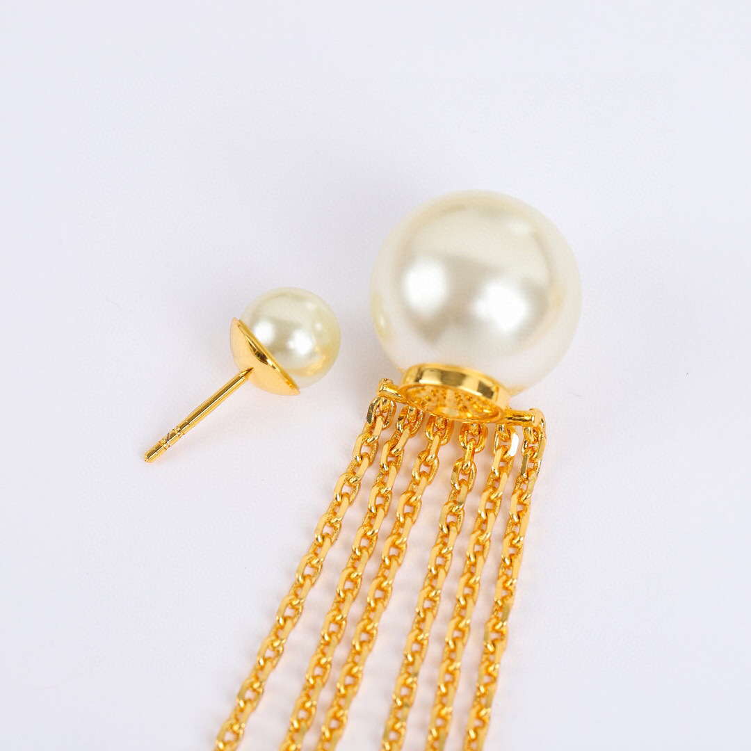 Dior Tassel Pearl Earrings