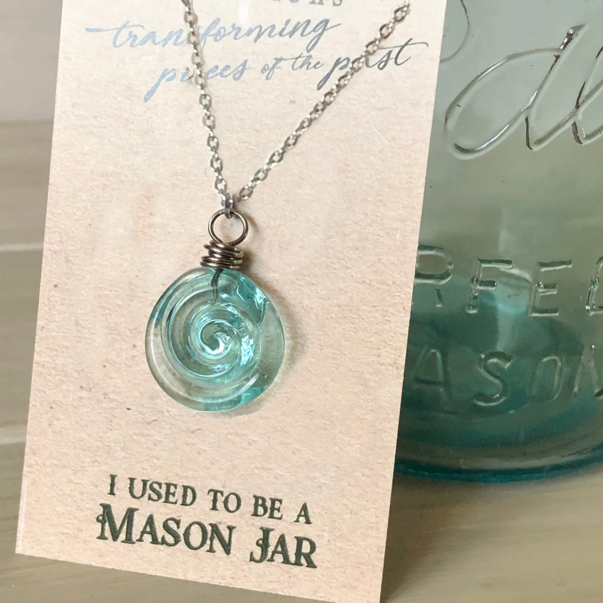 Teardrop Mason Jar Earrings: Recycled Vintage Glass