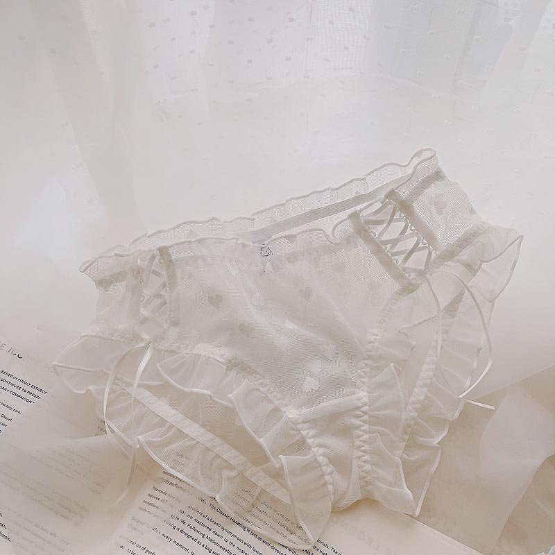 Love Heart Lace Up Mesh Panty