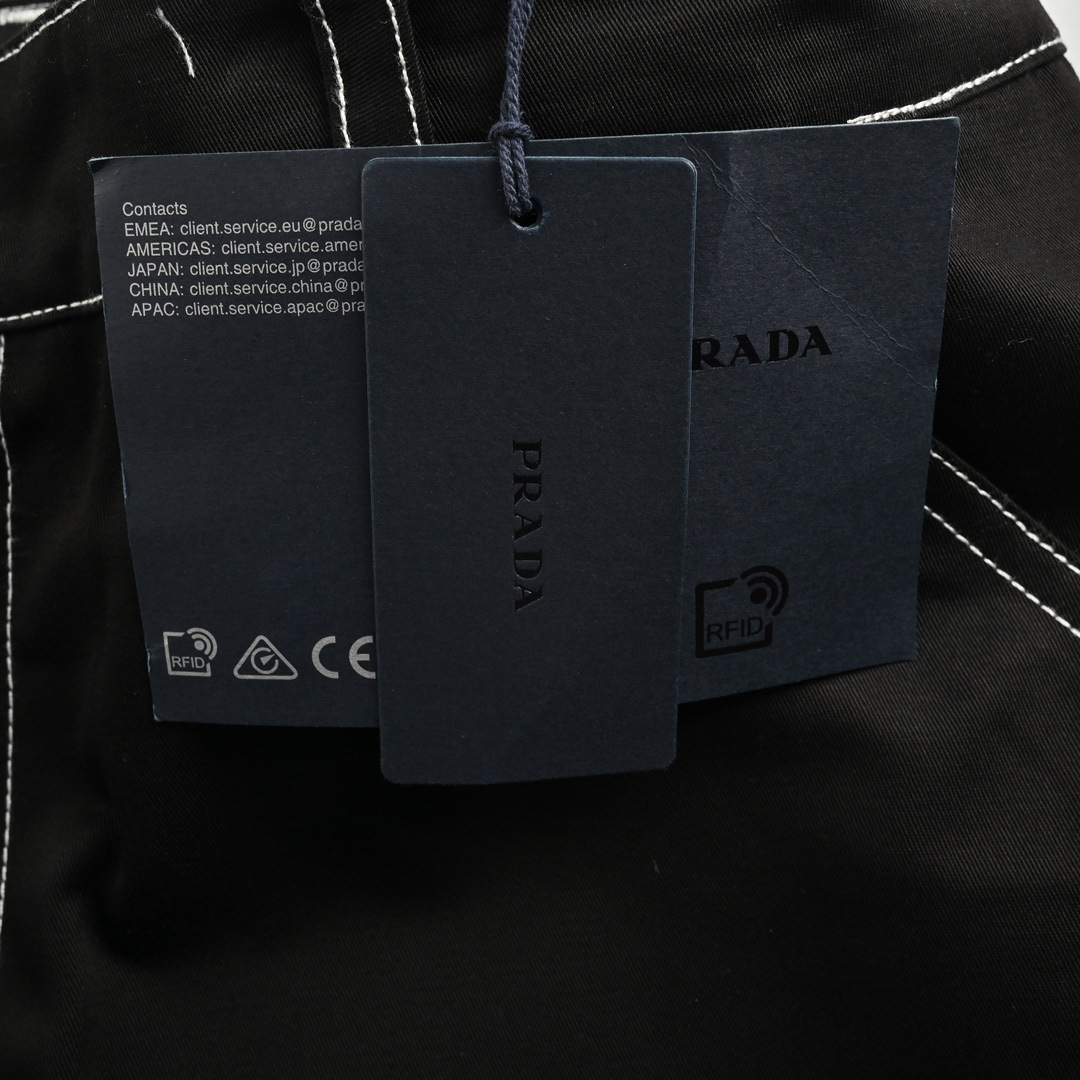 Prada contrast stitching stretch wide-leg trousers