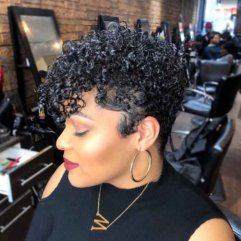 Luna Wig 025 Kinky Short Curly Afro Hair Wig with Bangs for Women