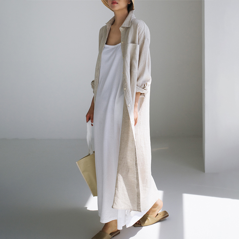 Solid Color Button Down Comfy Maxi Dress