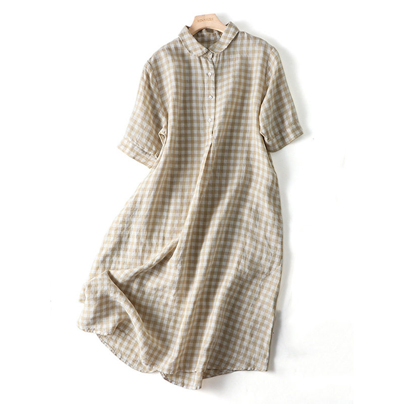 Casual Plaid Printed Button Down Maxi Dress