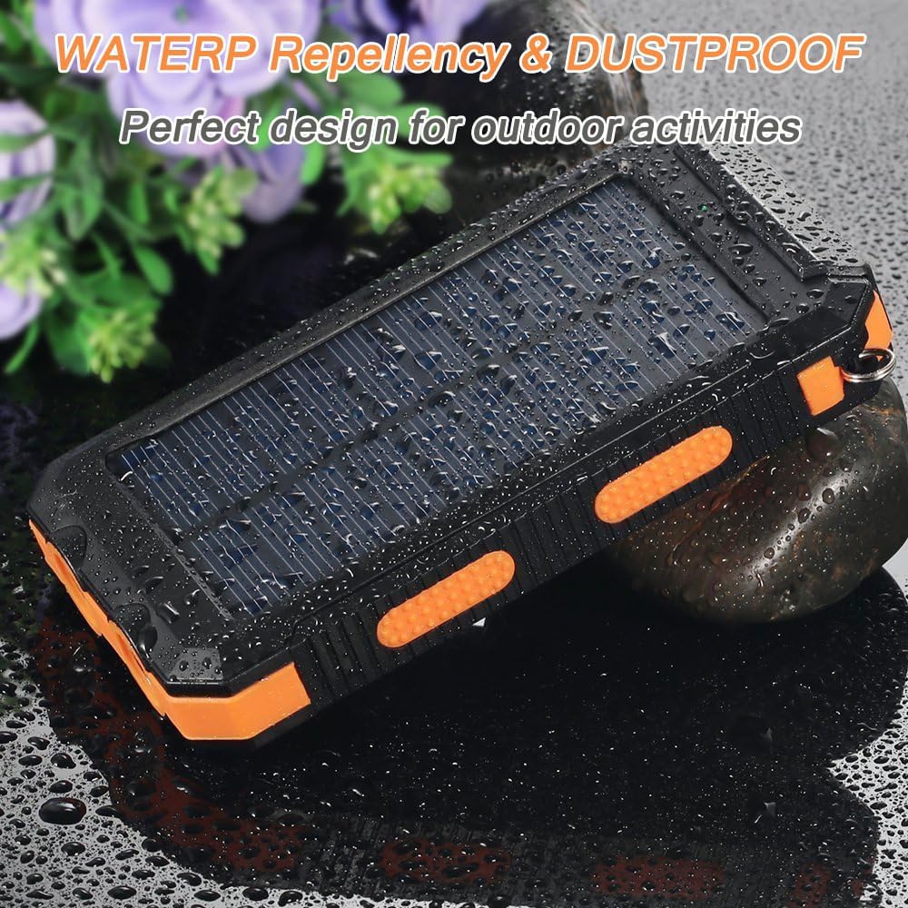 YELOMIN Solar Charger, 38800mAh Portable Solar Power Bank, Waterproof Battery Pack for Outdoor Activities, Camping External Backup Power Charger Dual USB 5V Outputs/LED Flashlights
