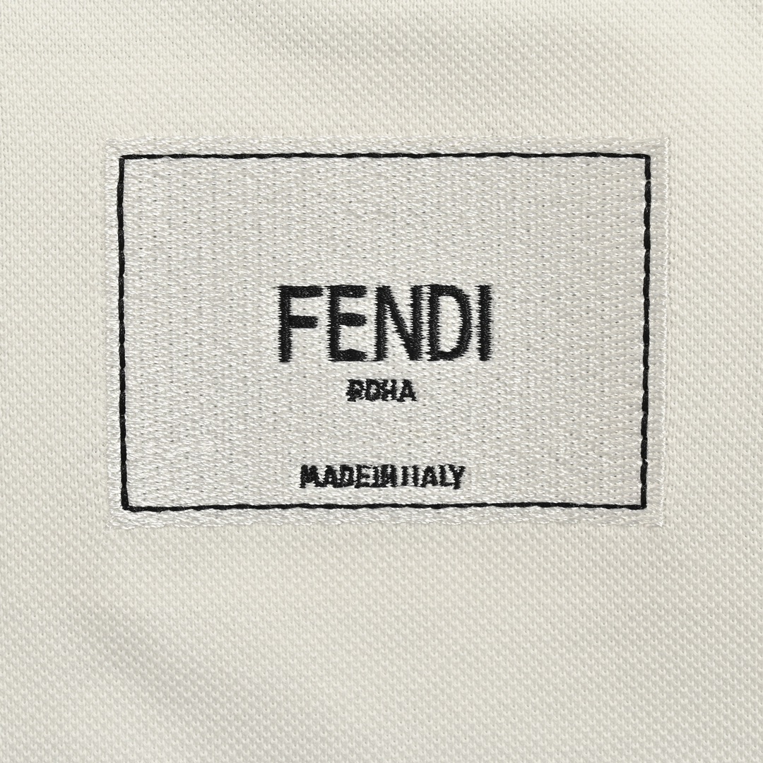 Fendi Square Logo Embroidered Label Short Sleeve Polo Short Sleeve