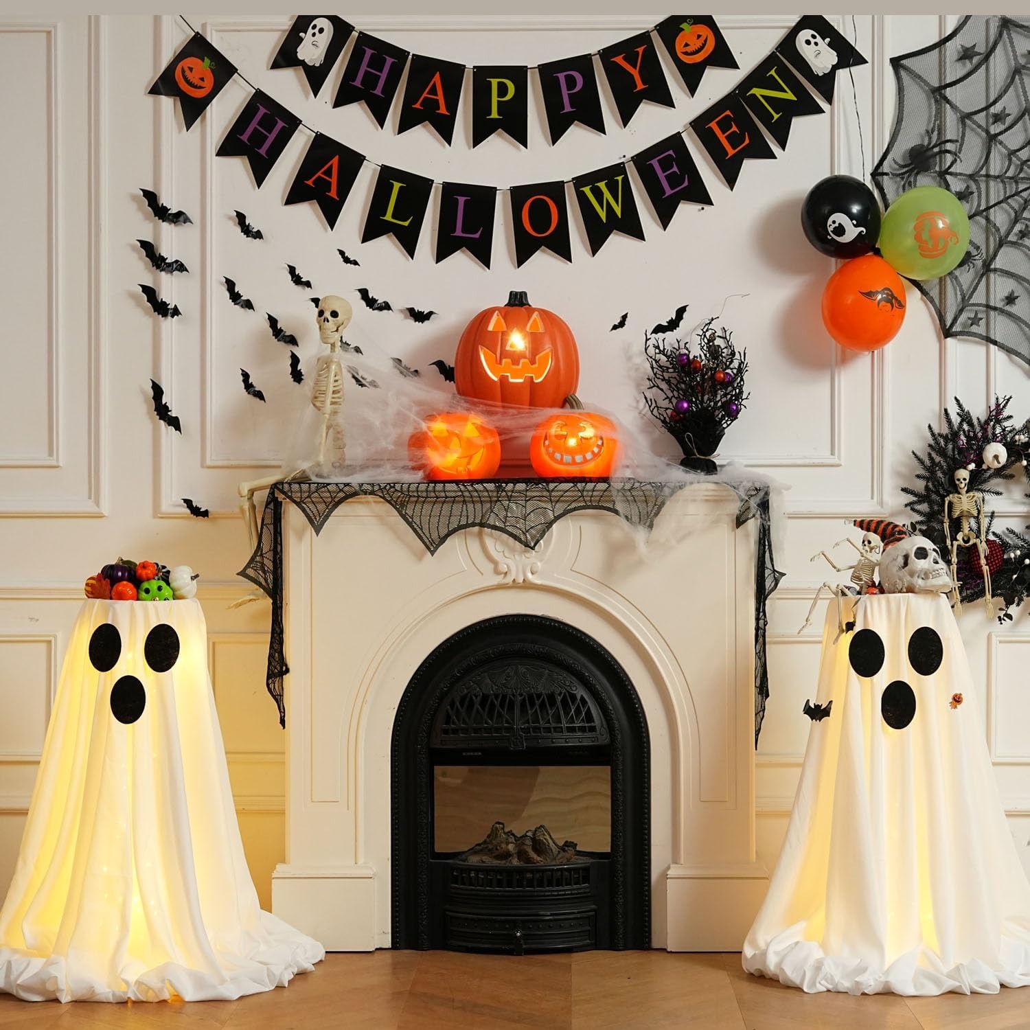 ⚡Flash Sale⚡Halloween Lighted White Cloth Ghost Candy Bowl