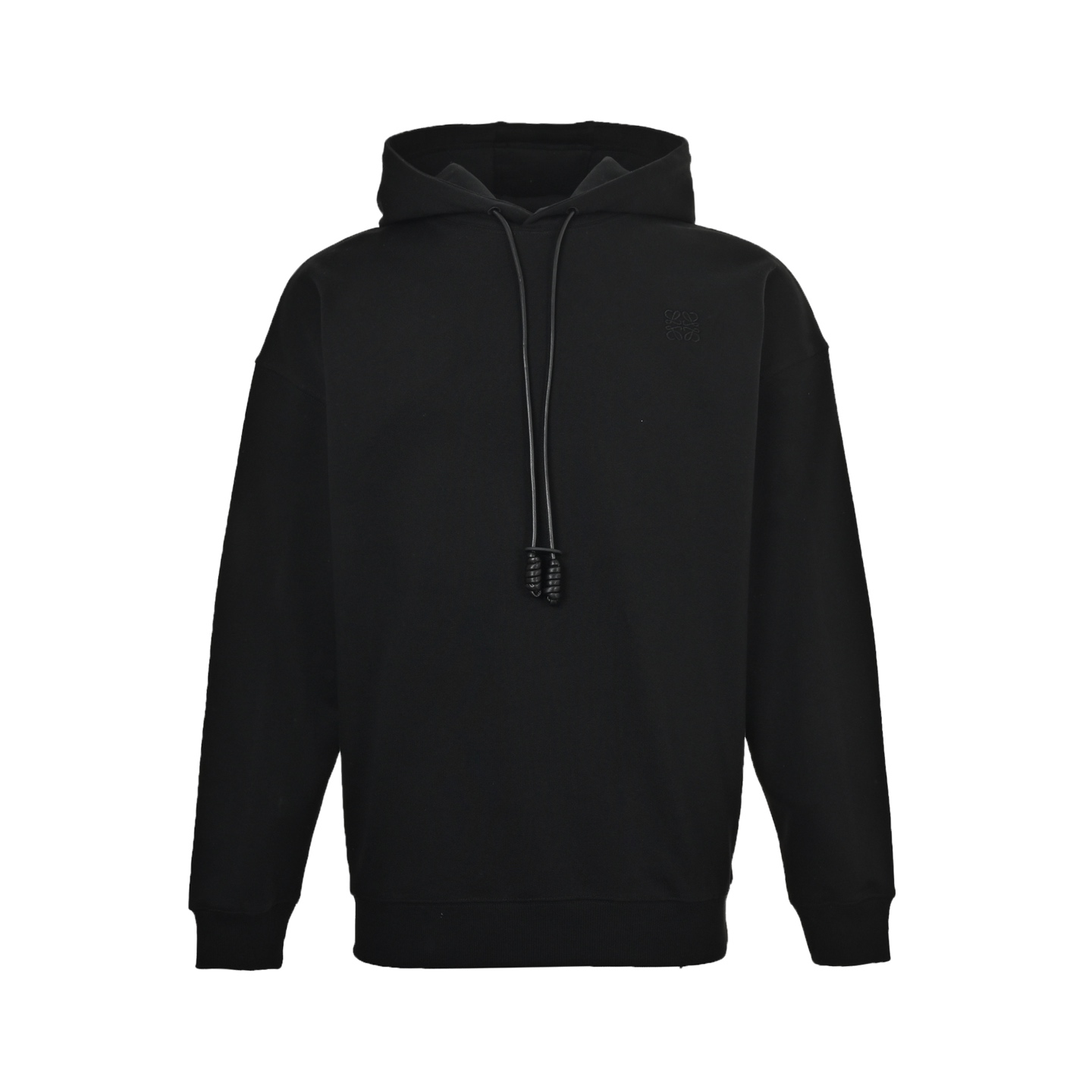 Loewe 24Fw leather drawstring hooded sweatshirt