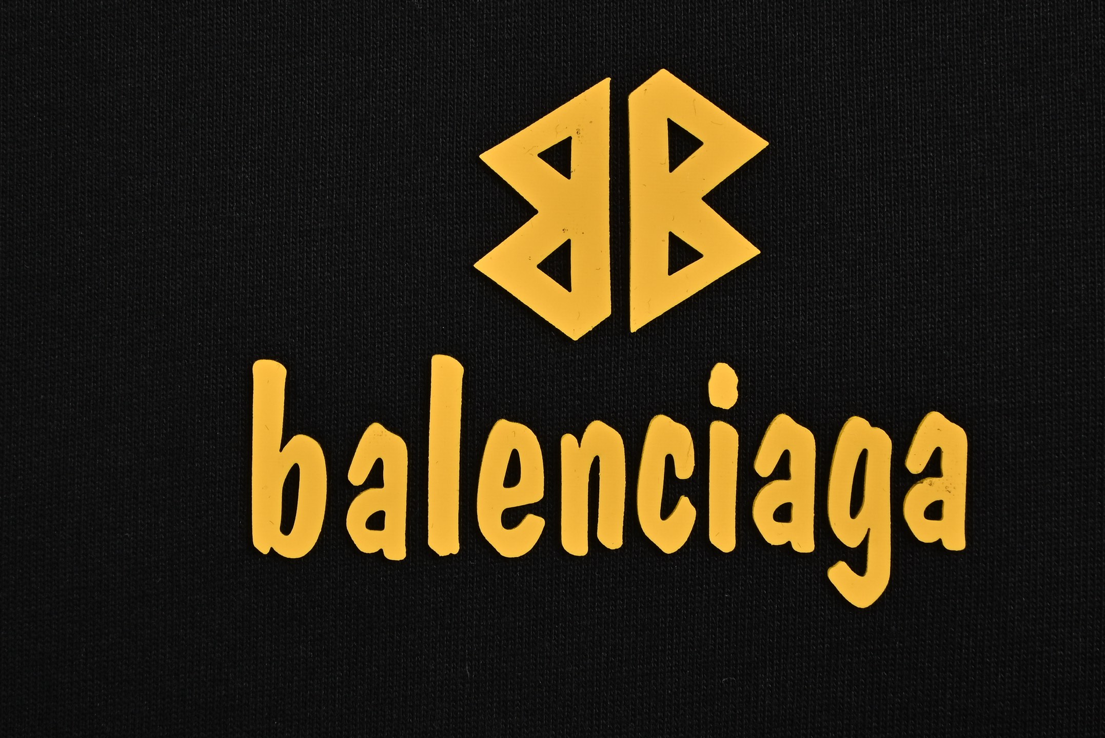 Balenciaga 25ss yellow label embossed letter logo short sleeve