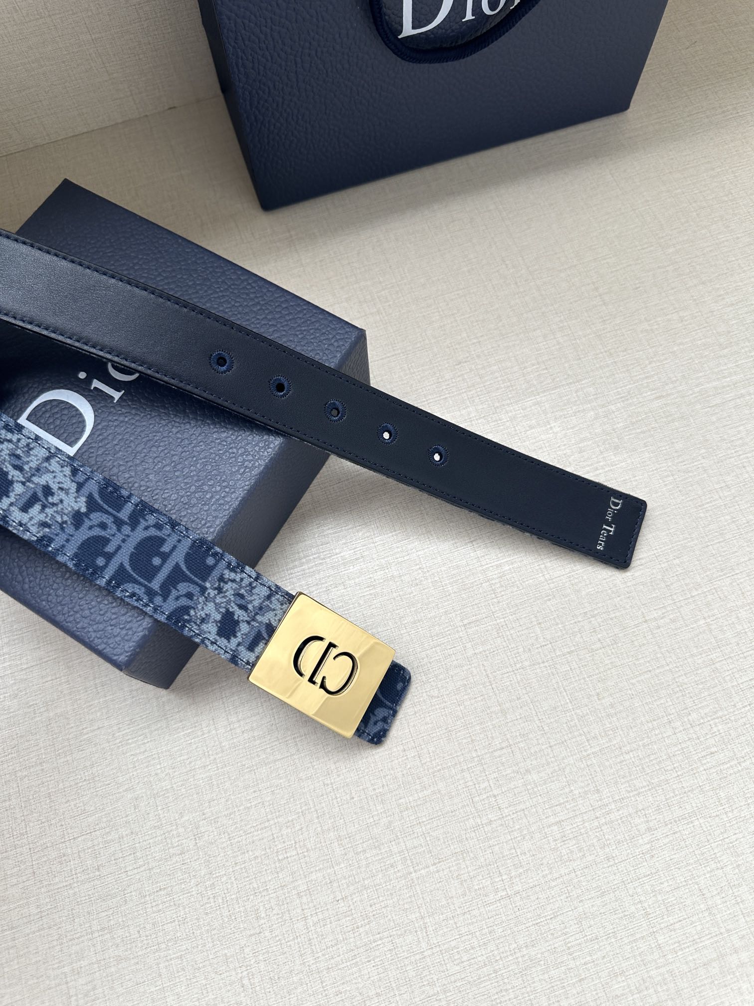 Dior CD Icon print leather belt 3.5CM wide