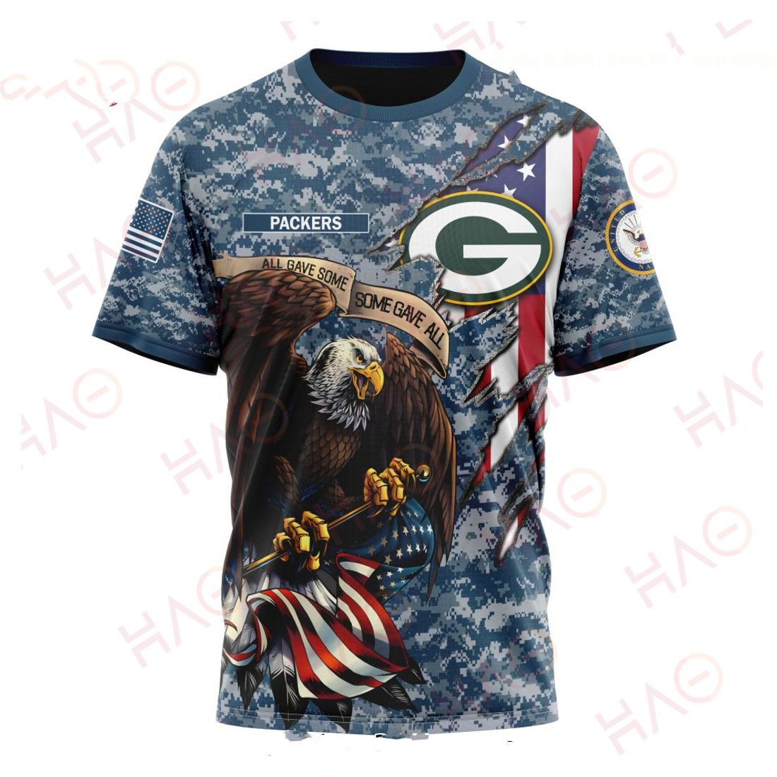 GREEN BAY PACKERS 3D HOODIE US NAVY VETERANS