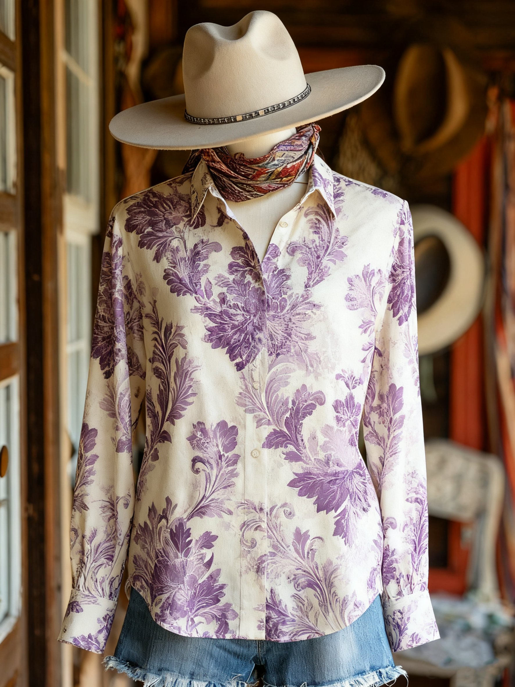 Women's Vintage Casual Western Long Sleeve Shirt