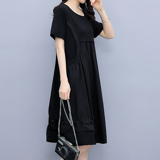 Black Waist-length a-line straps show thin dress