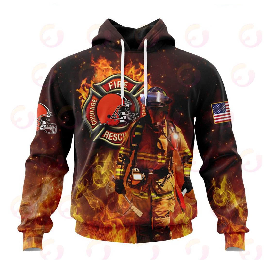 CLEVELAND BROWNS HONOR FIREFIGHTERS – FIRST RESPONDERS 3D HOODIE