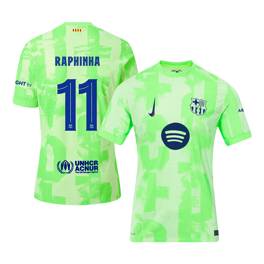 Authentic RAPHINHA #11 football shirt, Barcelona's third away shirt 2024/25 - UCL (Spotify logo without text)
