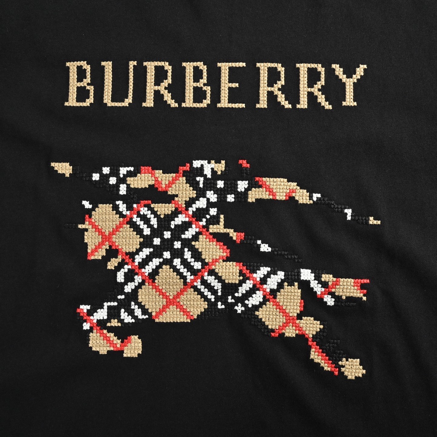Burberry 25ss cross-stitch embroidered warhorse short sleeve
