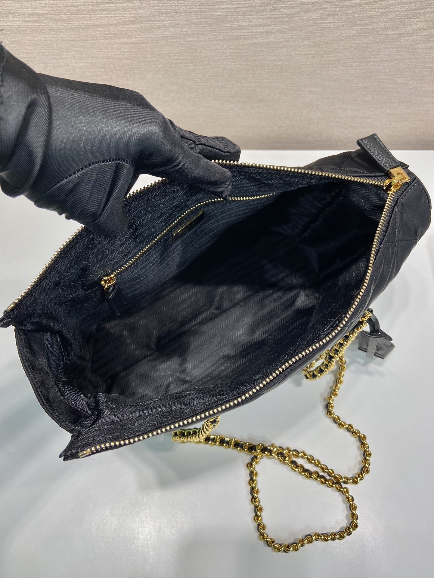 Prada Vintage Chain Diamond Hobo Bag 1BG529