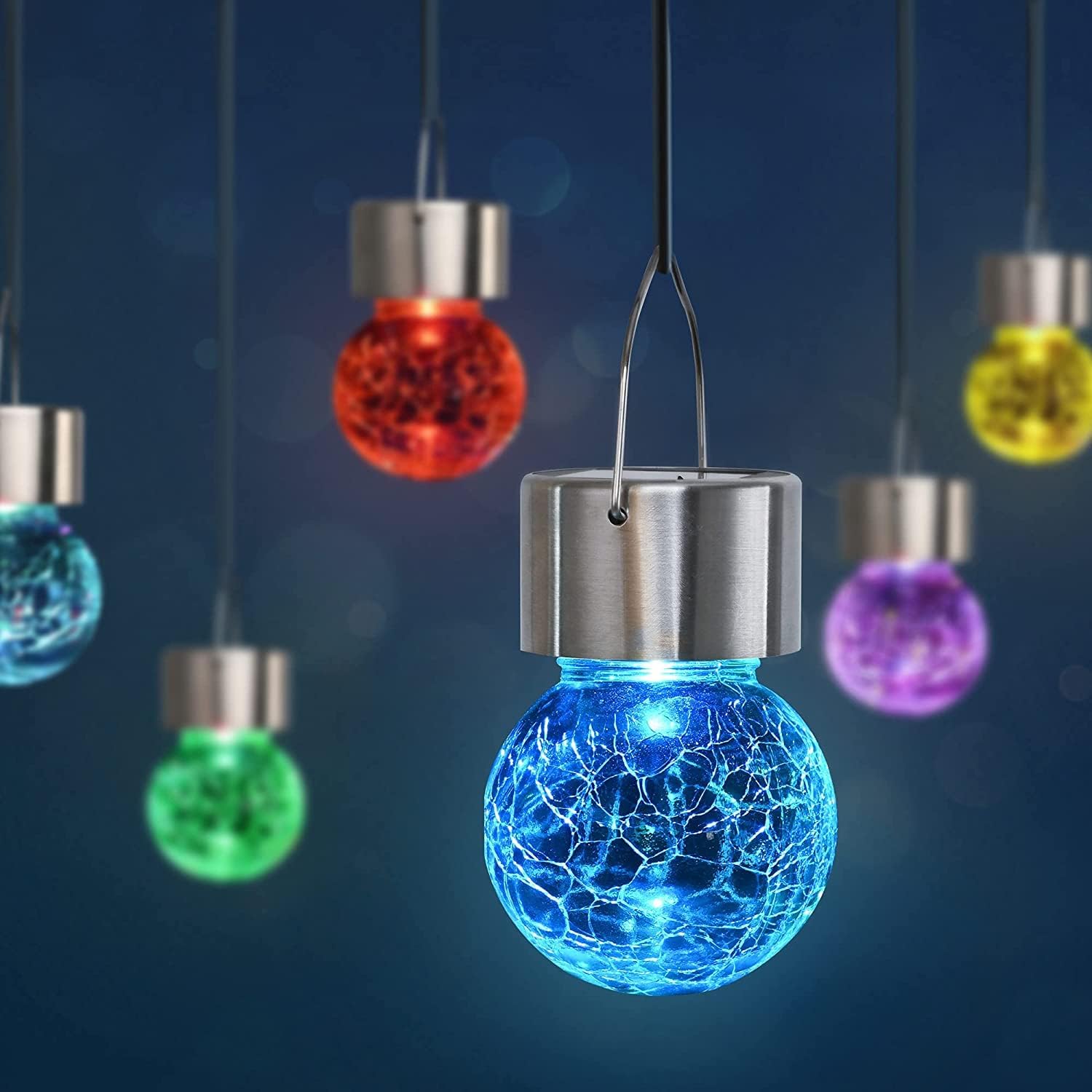 🎄Early Christmas New Sale🎄Multi-Color Changing Cracked Glass Hanging Ball Waterproof Solar Outdoor Lights
