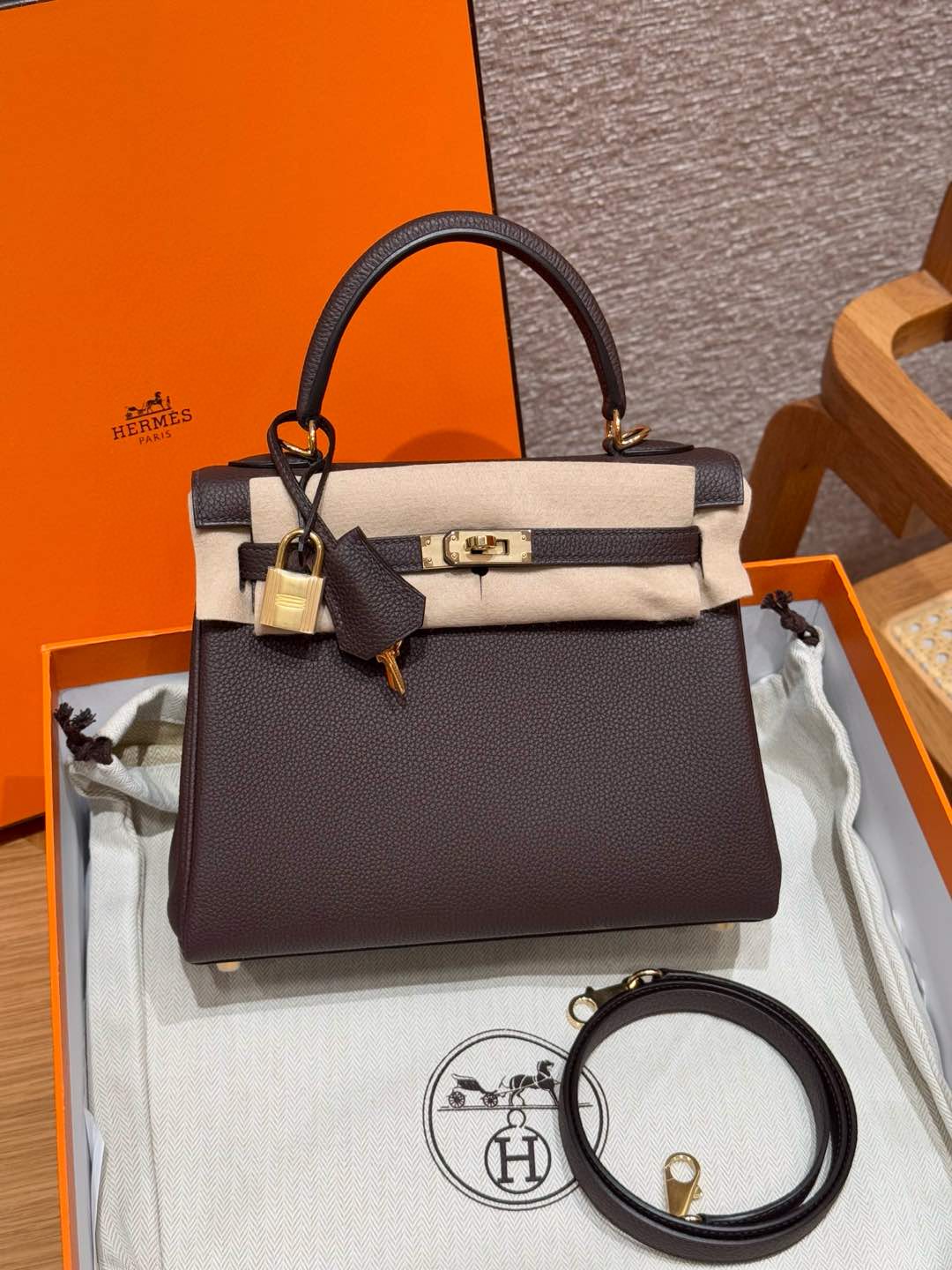 Hermes Kelly 0GRouge seller handbag (handmade custom)