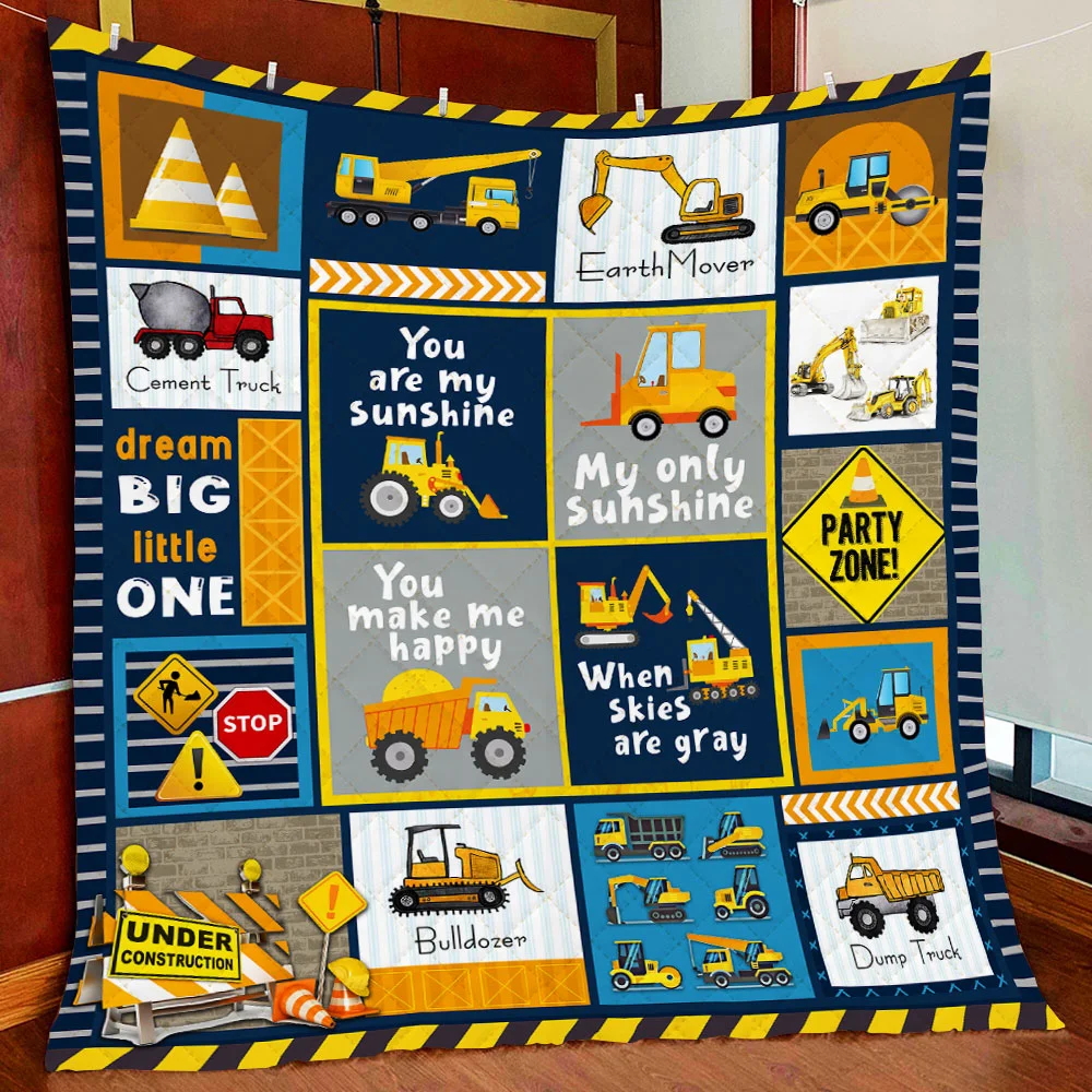 Heavy Equipment Boy, I Love You Quilt