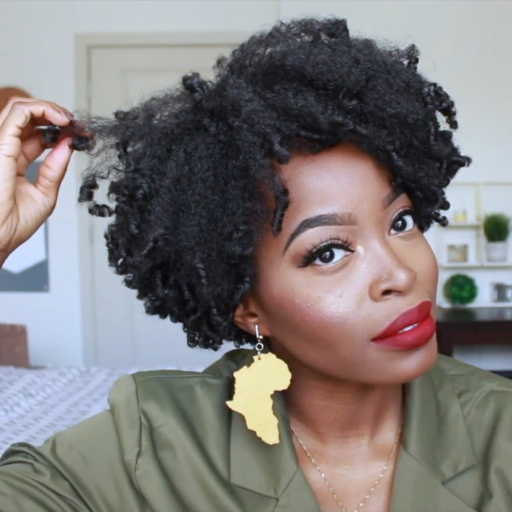 SHORT CURLY KINKY WIGS FOR FLUFFY WAVY BLACK
