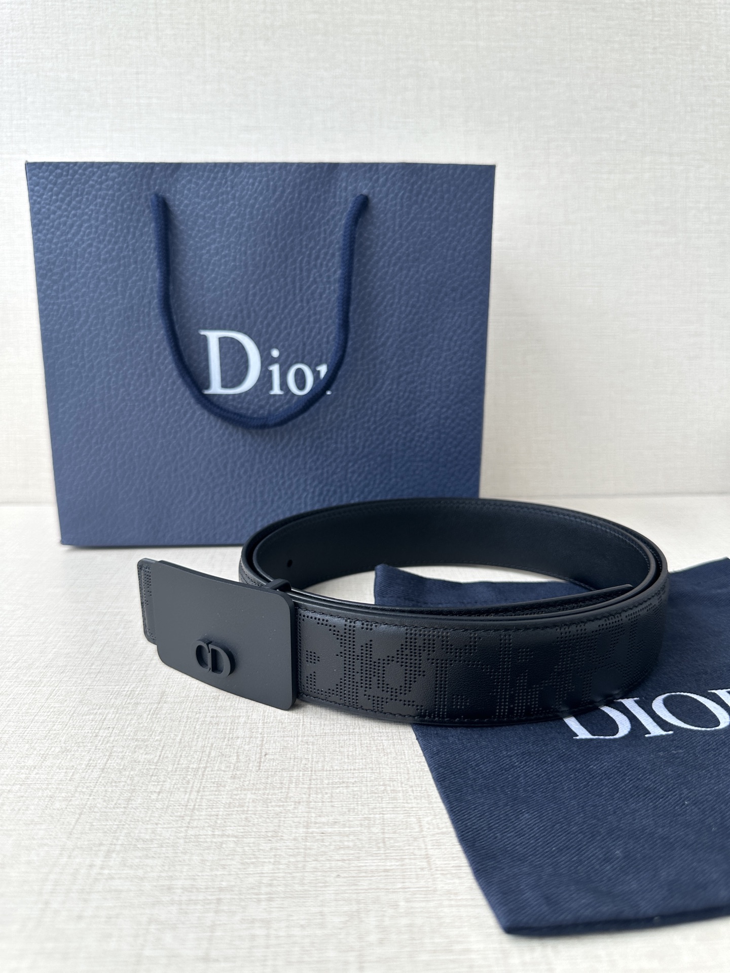 Dior square buckle leather belt 3.5CM wide
