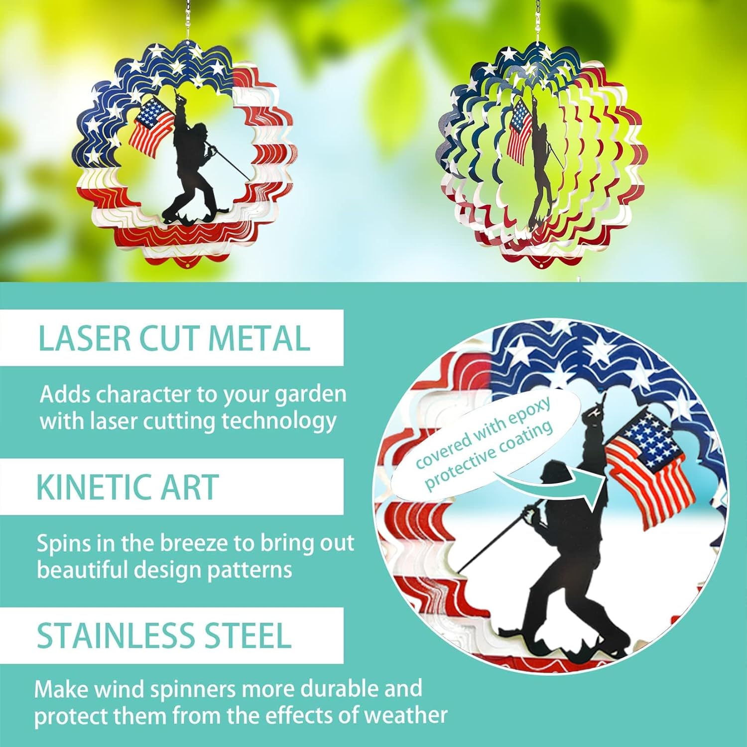 Patriotic Wind Spinner Metal Garden Decor
