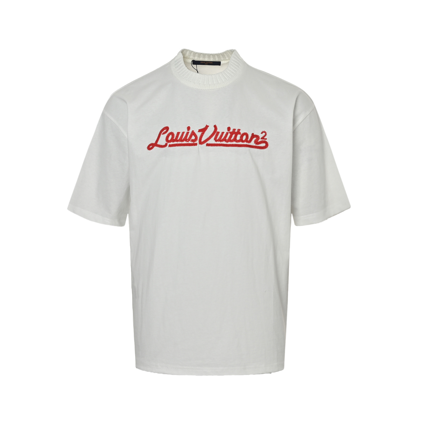 Louis Vuitton 25ss red letter embroidery woven collar short sleeves