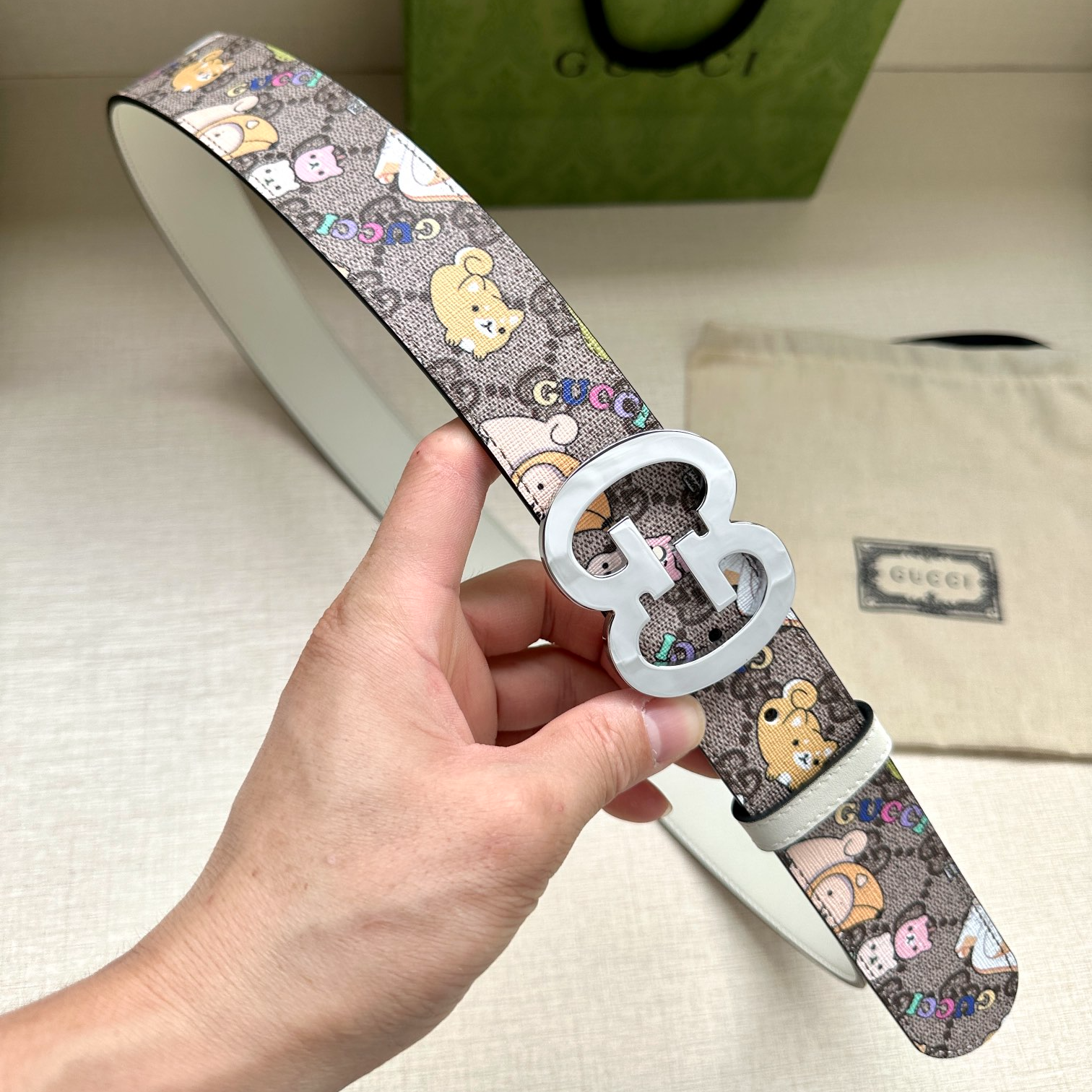 Gucci Marmont series printed leather belt width 3.8CM