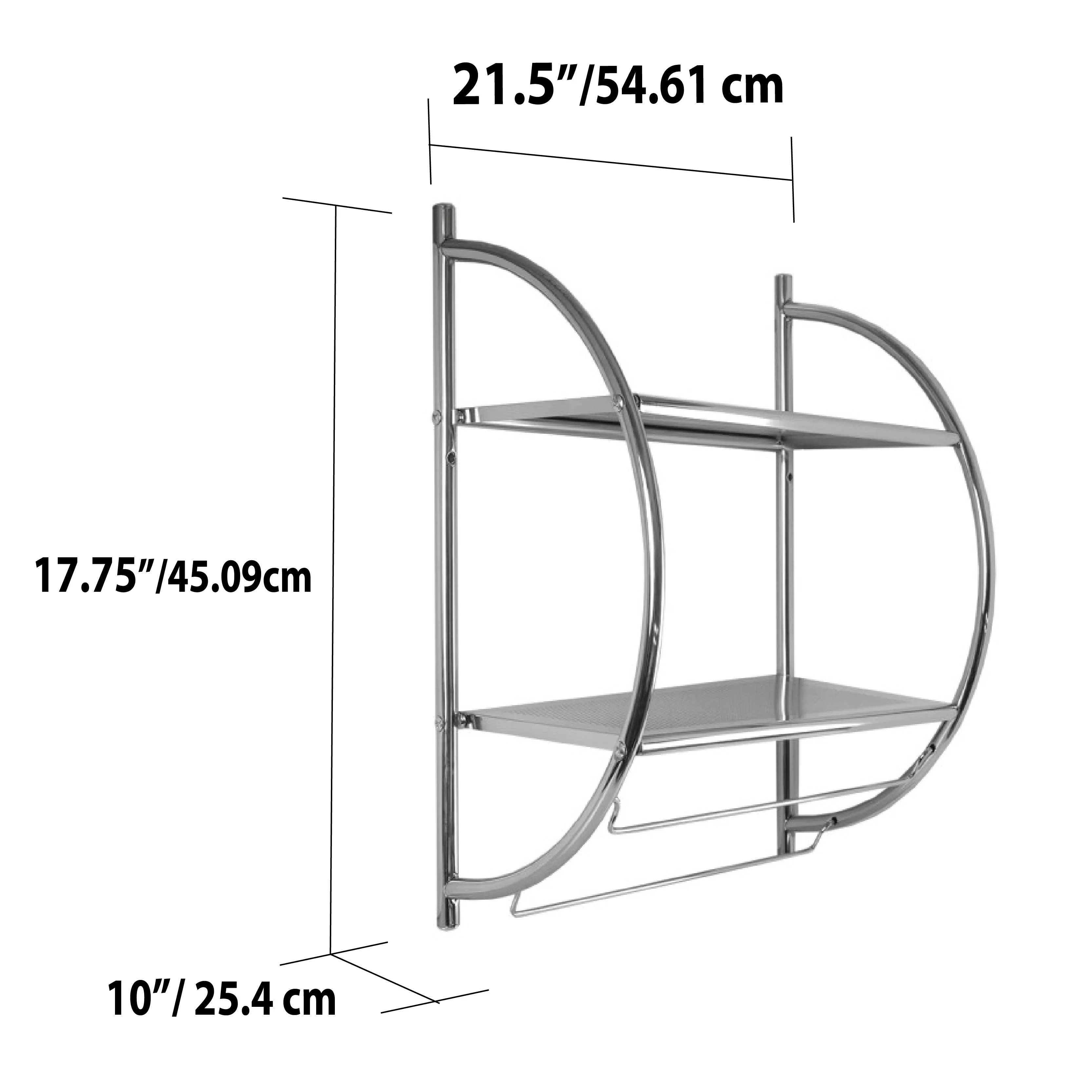 2-Tier Bathroom Shelf With Towel Bars - Chrome Finish