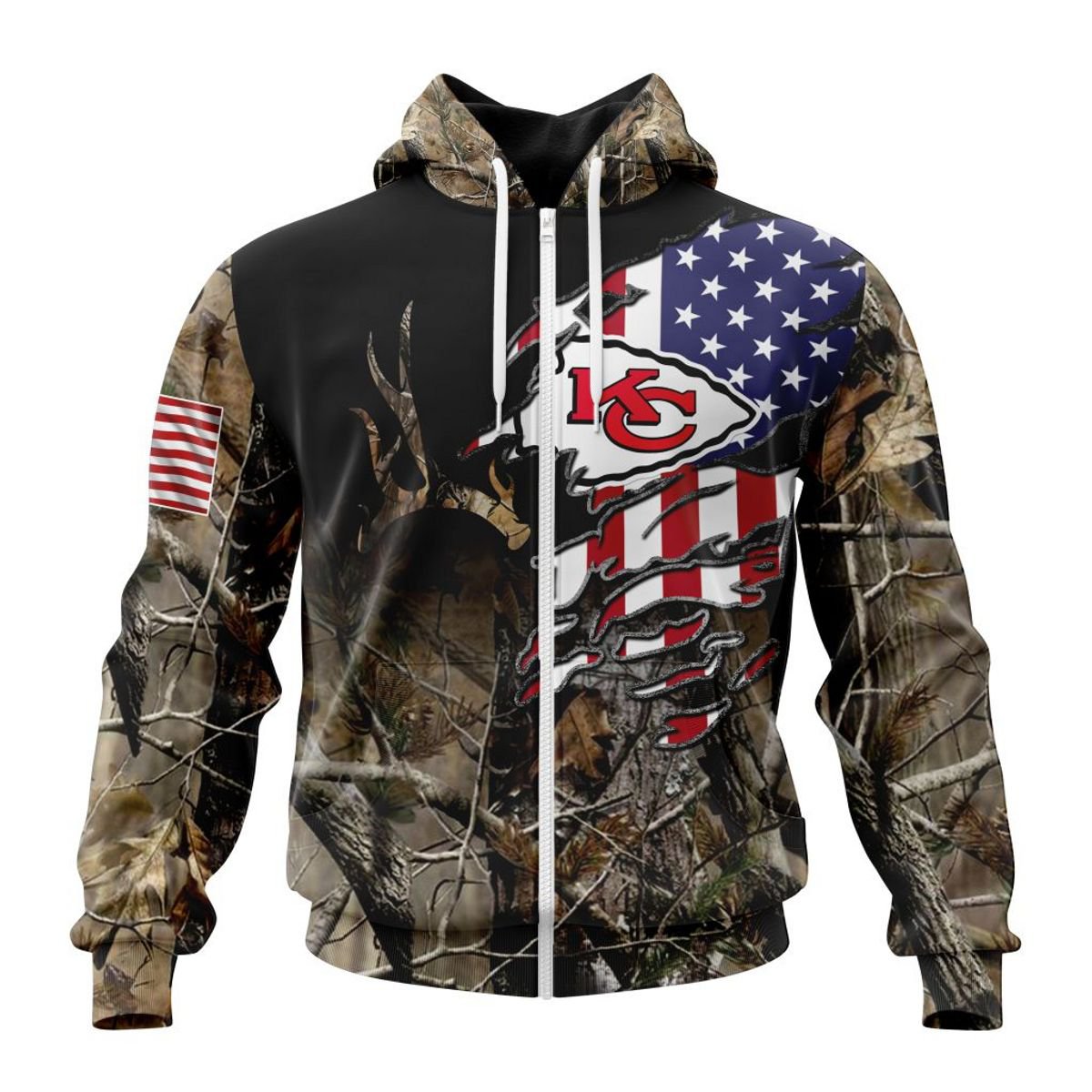 KANSAS CITY CHIEFS 3D HOODIE CAMO REALTREE HUNTING