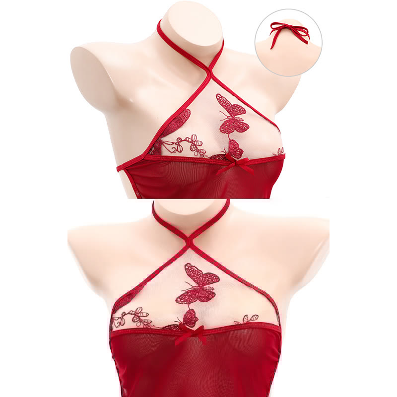 Vintage Hanfu Dudou See-through Lingerie Set