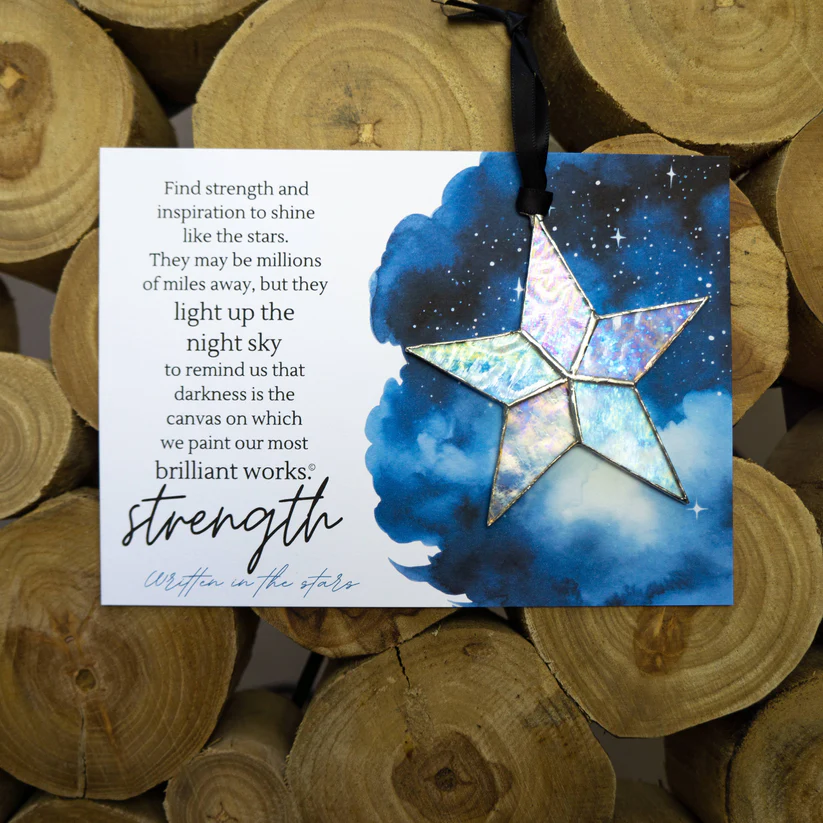 Written in the Stars: Strength Handmade Glass Star Ornament