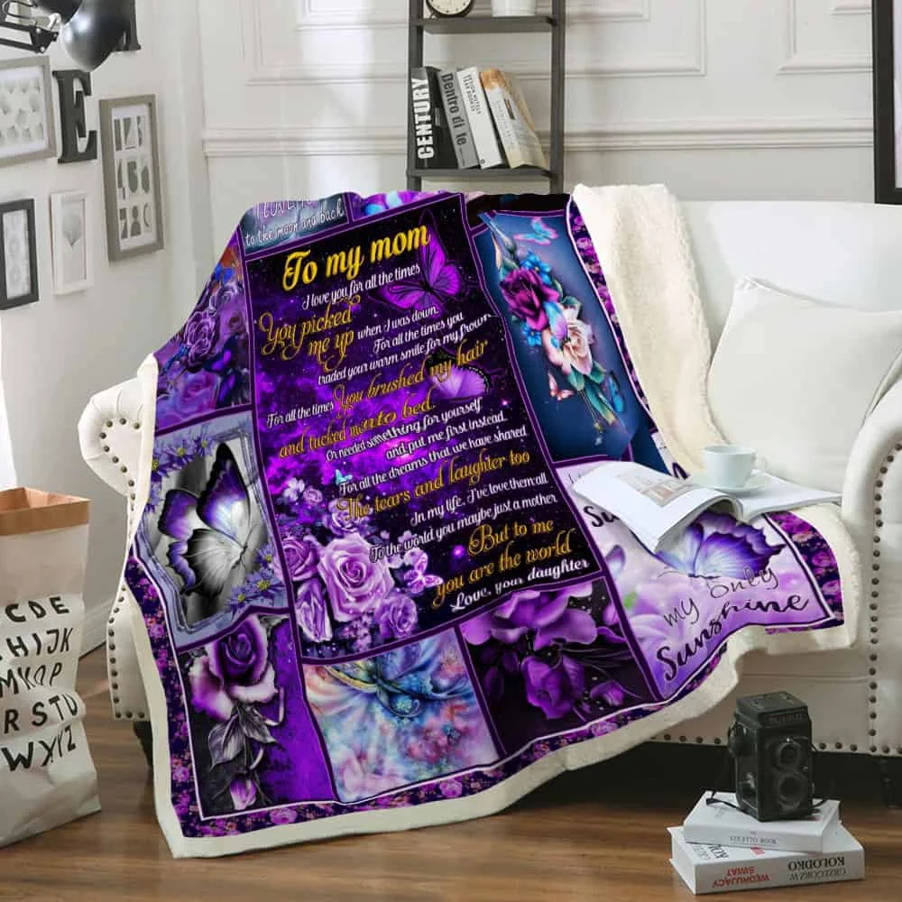 To my Mom, Love Daughter Sofa Throw Blanket
