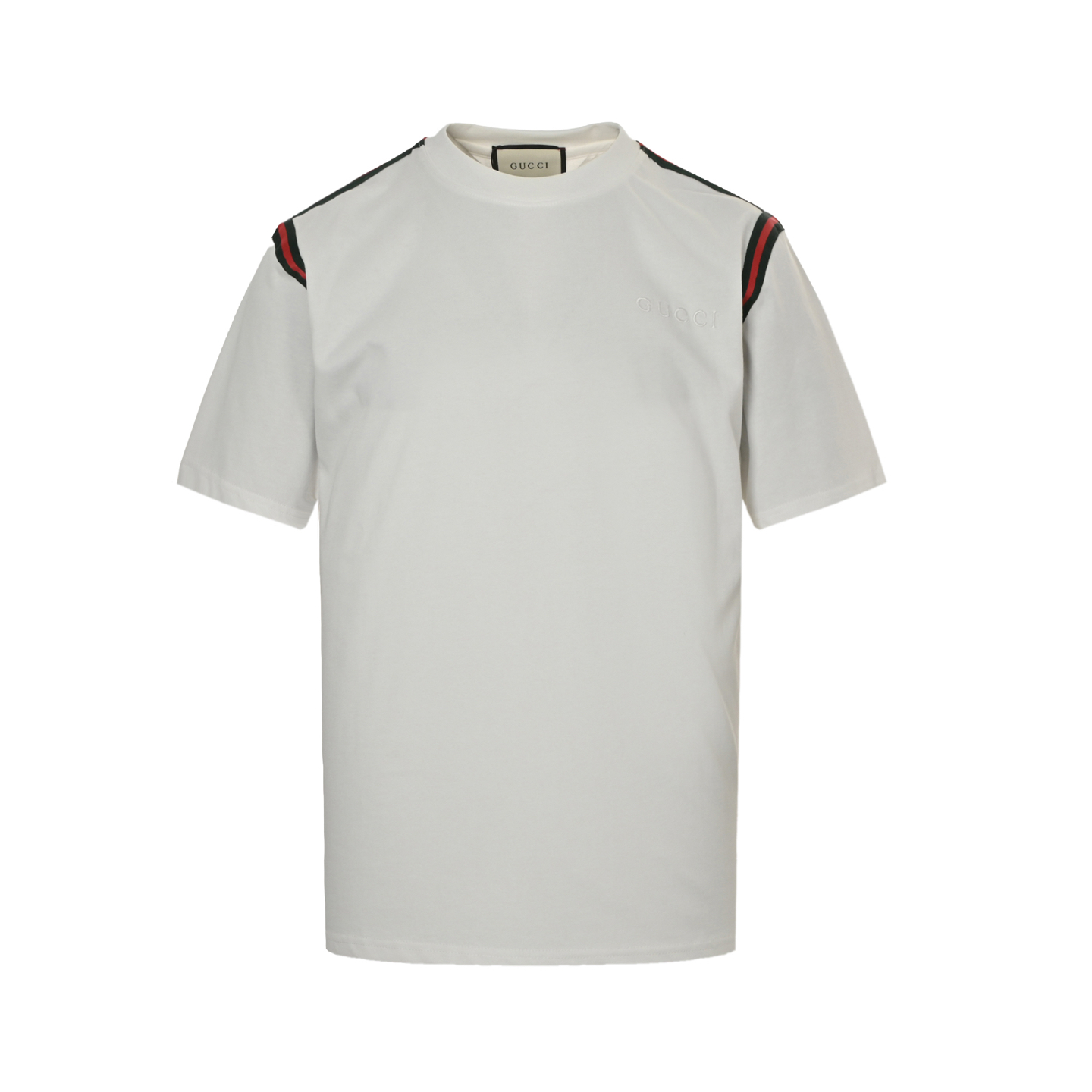 Gucci 24ss red and green ribbon embroidered small logo short sleeve