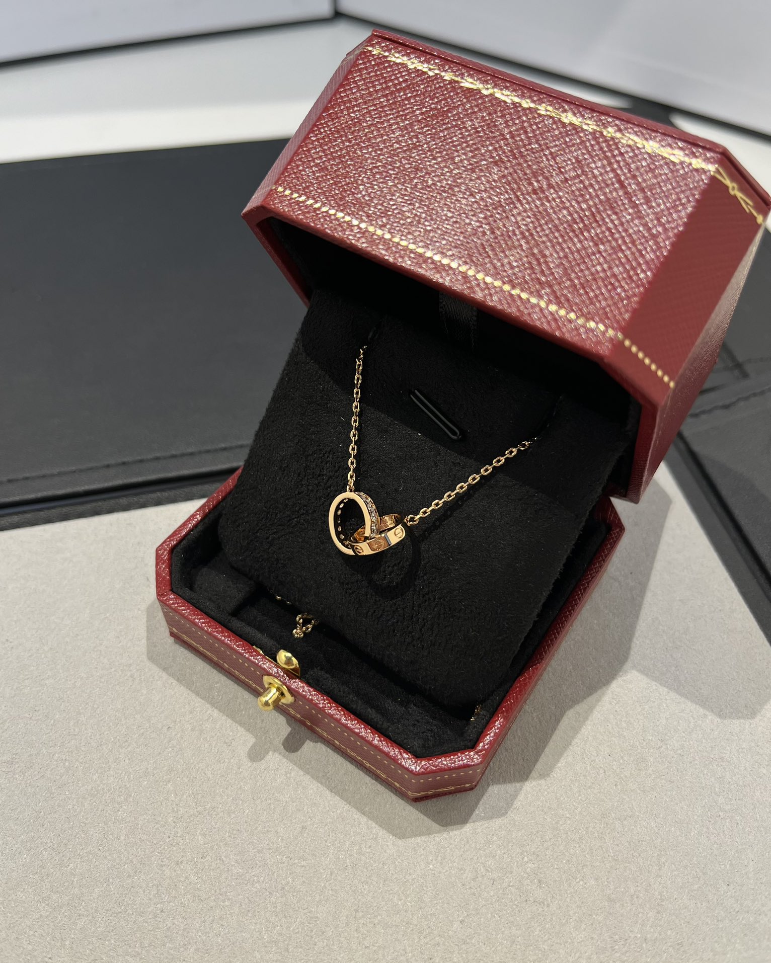 Cartier Classic Diamond Double Ring Necklace