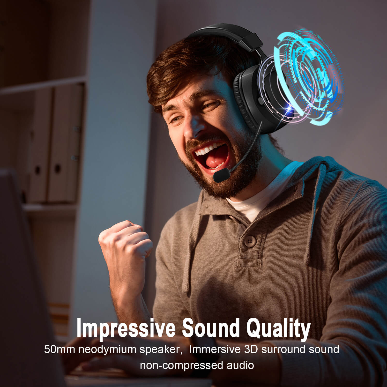 Wireless Gaming Headset With Noise Cancelling Microphone, 2.4G & Wireless Dual Mode Gaming Headphones, Wireless Headset Suitable For PC, PS4, PS5, Smart Phone, Mac, Laptop