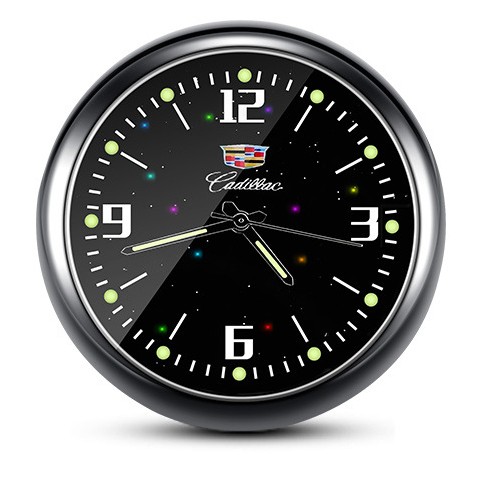 1x Luminous Diamond Quartz Analog Watch Stick On Car Clock Accessories Black