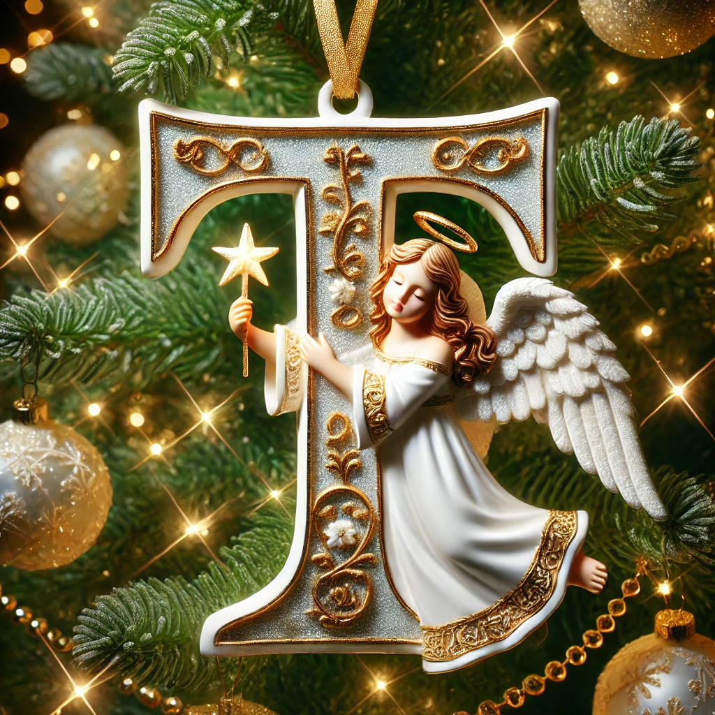 Angel Initial Christmas Ornaments