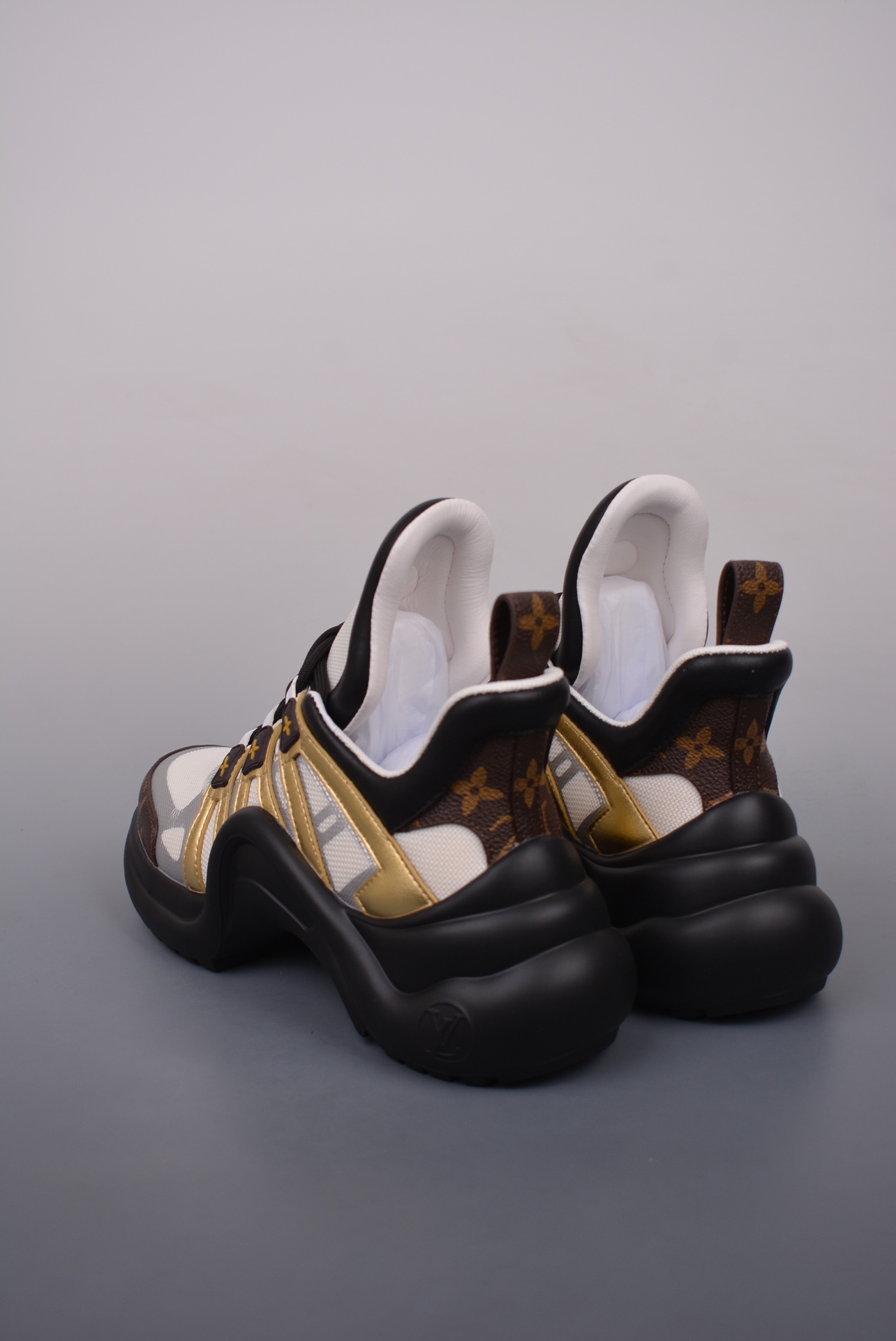 Louis Vuitton Archlight Sneakers White Gold Brown Jacquard