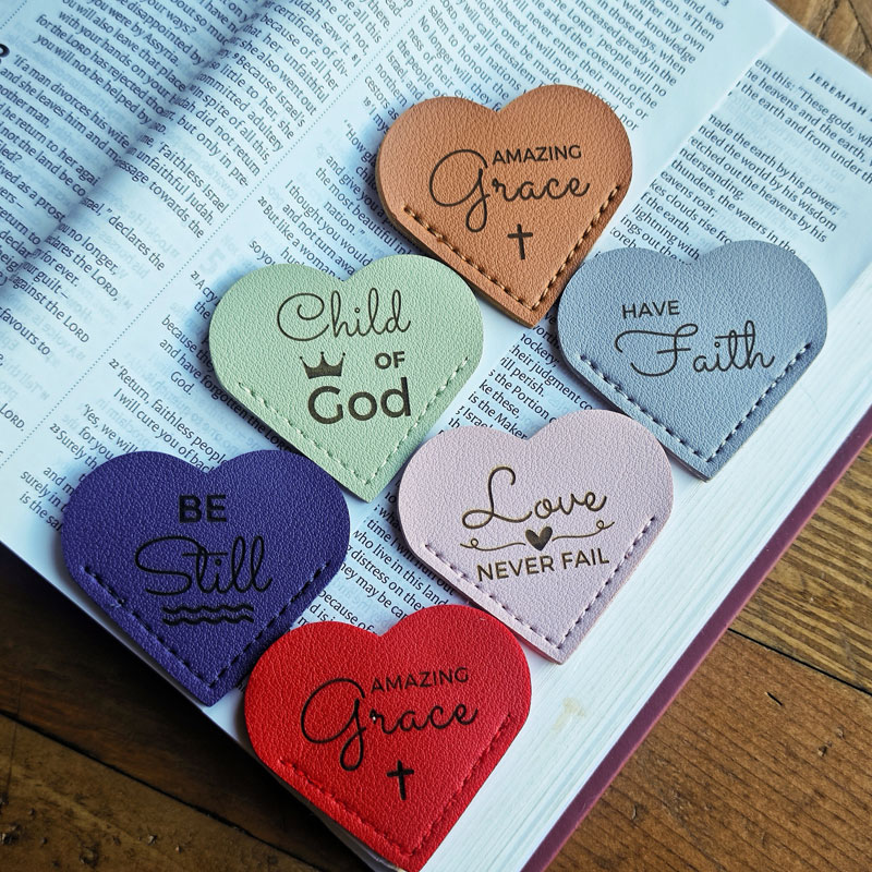 Bible Quote Leather Heart Page Corner Bookmark