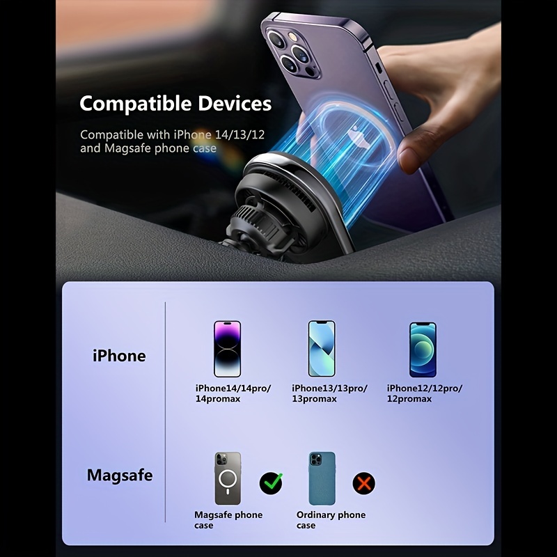Semiconductor Cooling Version For Magsafe Wireless Car Charger IPhone 14 13 12 Magnetic Holder 15W Max Fast Charging Mount Charger Air Vent Stand