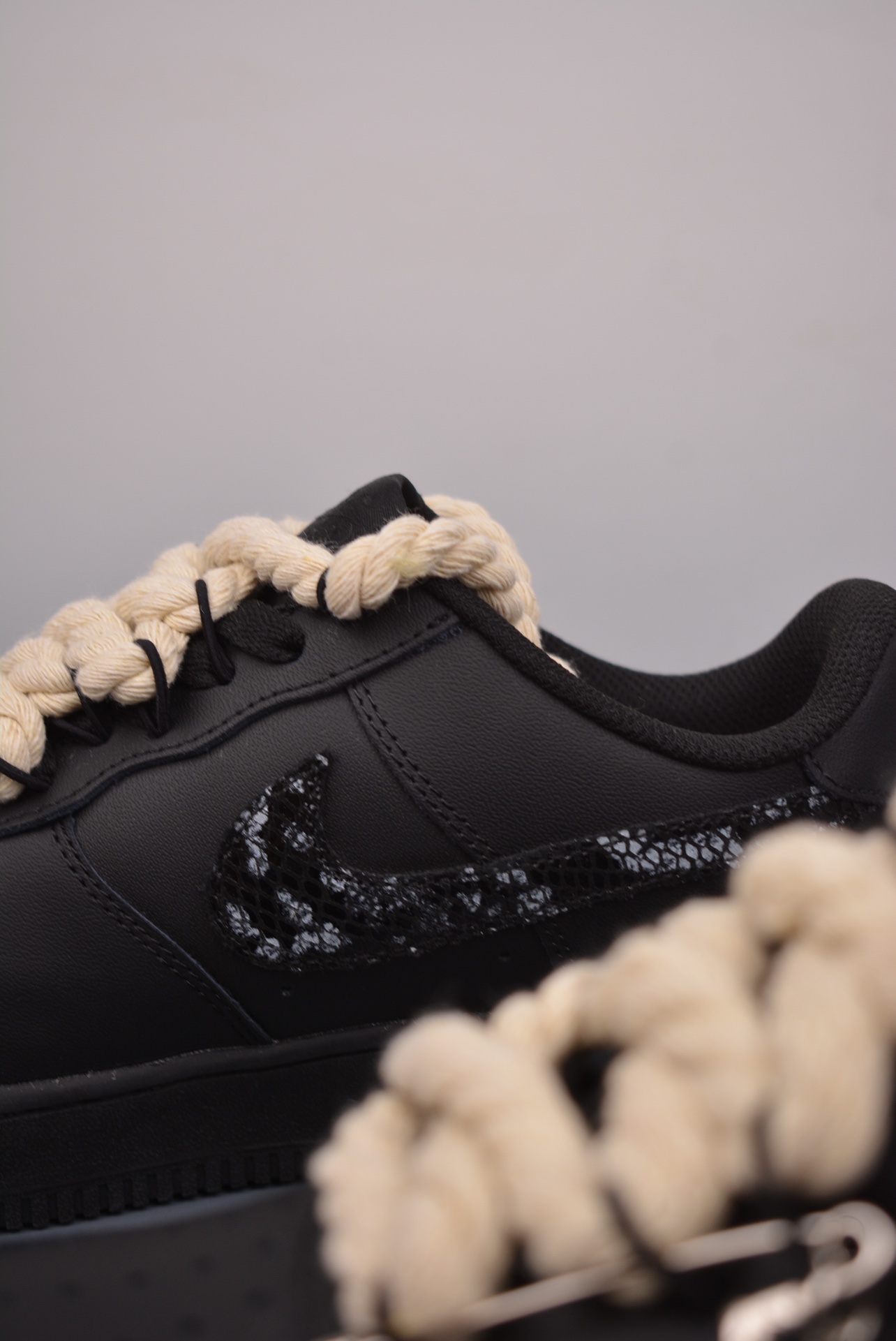 Nike Air Force 1 Low Deconstructed Hemp Rope Black Warrior Snake Pattern CW2288-001