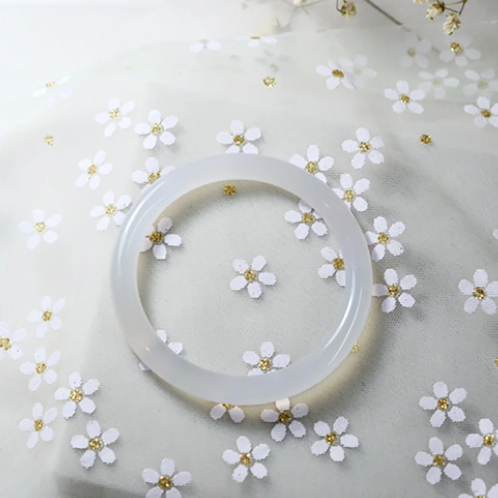 Ice White Jade Bangle Natural Chalcedony 8mm Round Women's Bracelets Fine Jewelry Accessories Gifts For Girlfriend Free shipping