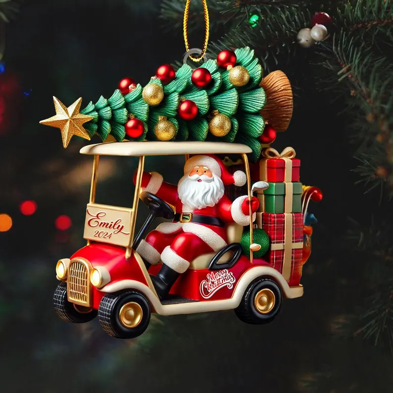 Personalized Golf Cart 2D Christmas Ornament